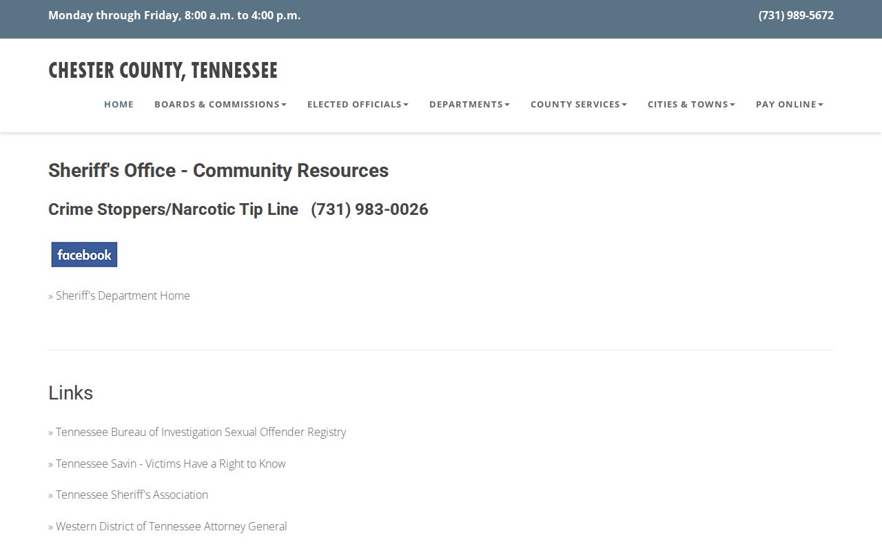 Chester County booking records official Sheriff resources page